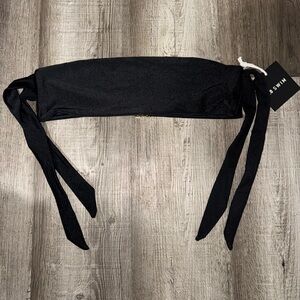 9.0 Swim Kitten Tie Bikini Top in Metallic Black Size XL NEW